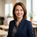 Портрет уверенного бизнесмена компании БауШтелл Арматура на нейтральном фоне в студийном освещении